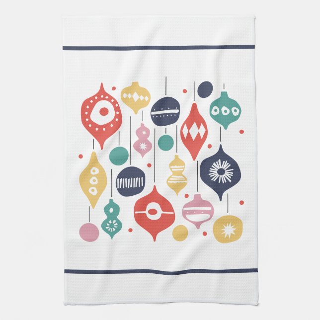 Retro Ornaments Tea Towel (Vertical)