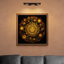 Retro Ornate Smiling Sun AI Art | Vintage 