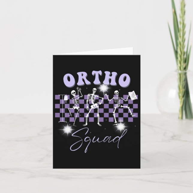 Retro Ortho Squad Dancing Skeleton Orthopaedic Nur Card (Front)