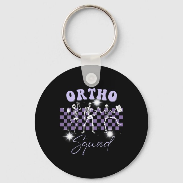 Retro Ortho Squad Dancing Skeleton Orthopaedic Nur Key Ring (Front)