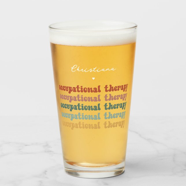 Retro OT Occupational Therapy OT Personalised Glass (Front Filled)