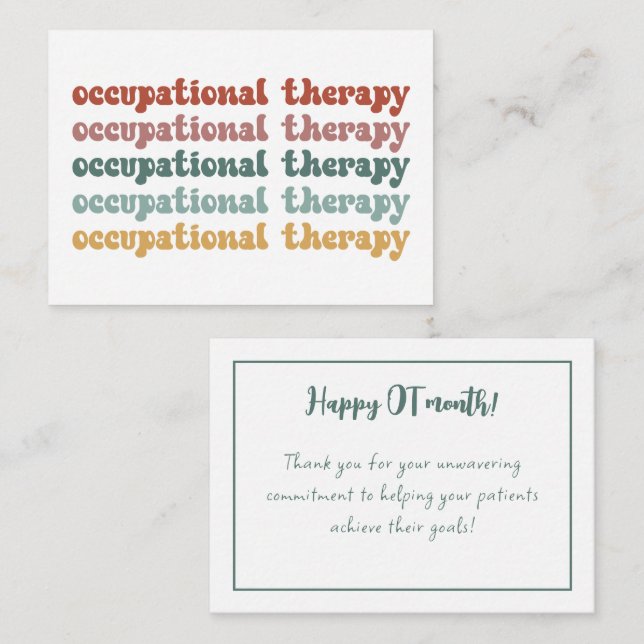Retro OT Occupational Therapy OT School Student Card (Front/Back)