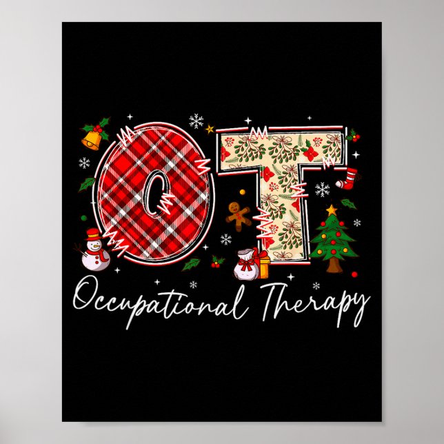 Retro Ot Occupational Therapy Santa Christmas Ot S Poster (Front)