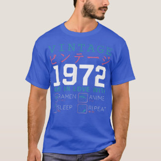 Retro Otaku Kanji Vintage 1972 Birthday Ramen Anim T-Shirt