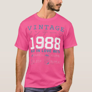 Retro Otaku Kanji Vintage 1988 Birthday Ramen Anim T-Shirt