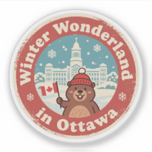 Retro Ottawa Beaver Winter Fun