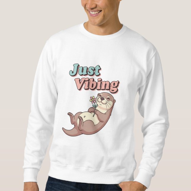 Retro Otter Relaxed Mood Men’s Sweatshirt (Front)