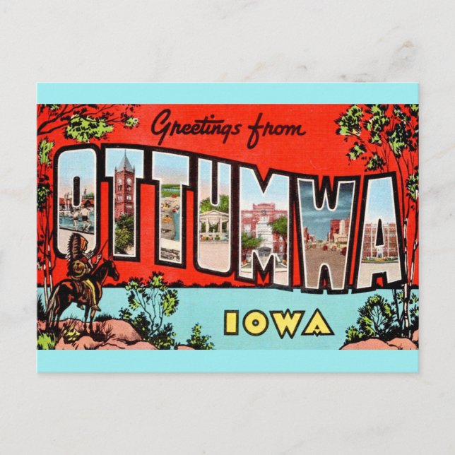 Retro Otumwa Iowa Postcard (Front)