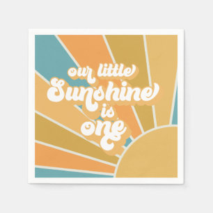 Retro Our Little Sunshine Boy First Birthday Napkin