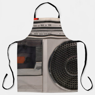 Retro outdated portable stereo radio cassette reco apron
