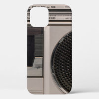 Retro outdated portable stereo radio cassette reco