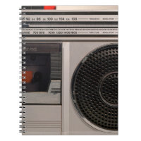 Retro outdated portable stereo radio cassette reco