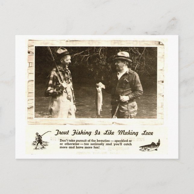 Retro Outdoors Man Cave Fishing Help - Postcard (Front)