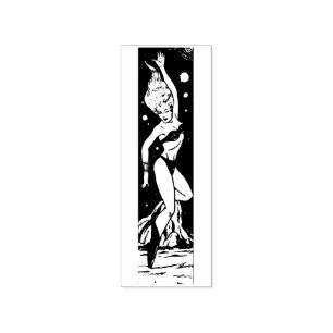 Retro outer space lady rubber stamp