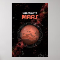 Retro Outer Space Mars Solar System Art