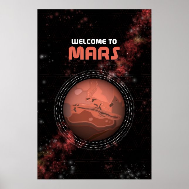 Retro Outer Space Mars Solar System Art Poster (Front)