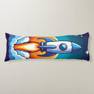 Retro, outer space rocket body cushion