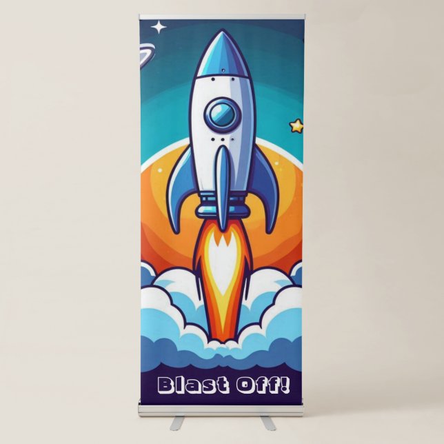 Retro, outer space rocket retractable banner (Front)