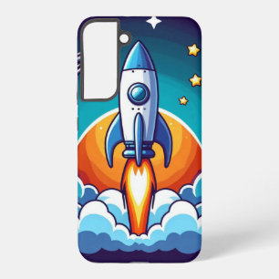 Retro, outer space rocket samsung galaxy case