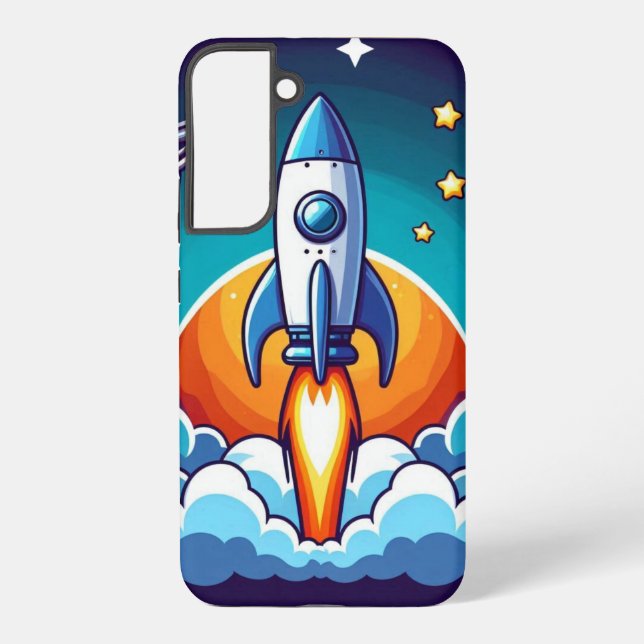 Retro, outer space rocket samsung galaxy s22+ case (Back)