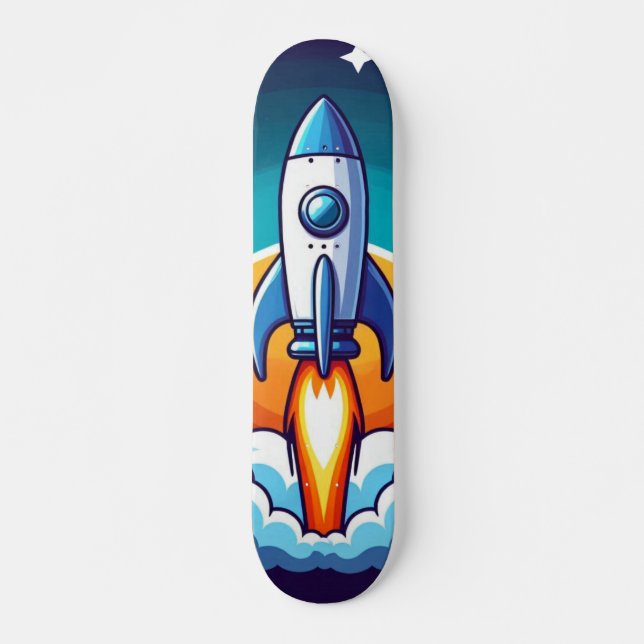 Retro, outer space rocket skateboard (Front)