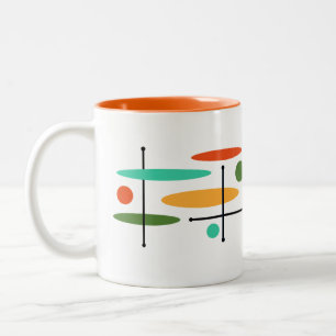 Retro Oval Dot Lines Two-Tone Coffee Mug