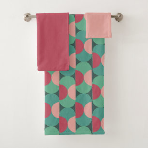 Retro Ovals and Semi-Circles Bath Towel Set