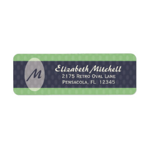Retro Ovals Monogram Return Address Label - Moss