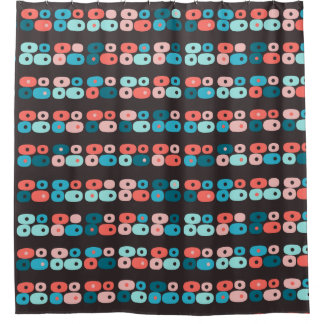 Retro Ovals Peach Teal Brown  Bath Towel Set Incip Shower Curtain
