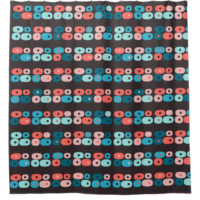 Retro Ovals Peach Teal Brown  Bath Towel Set Incip Shower Curtain (Front)