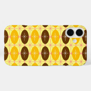 Retro Ovals & Starburst Pattern iPhone 16 Plus Case