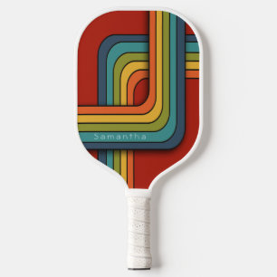 Retro overlapping racetracks Crimson Pickleball Paddle