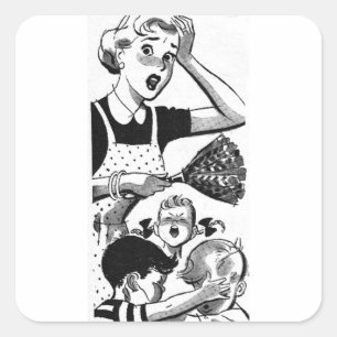 Retro Overwhelmed Mum Square Sticker