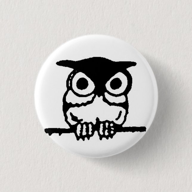 retro owl 3 cm round badge (Front)