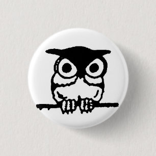 retro owl 3 cm round badge