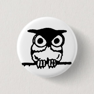 retro owl 3 cm round badge