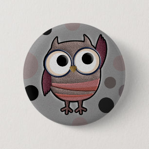 Retro Owl 6 Cm Round Badge