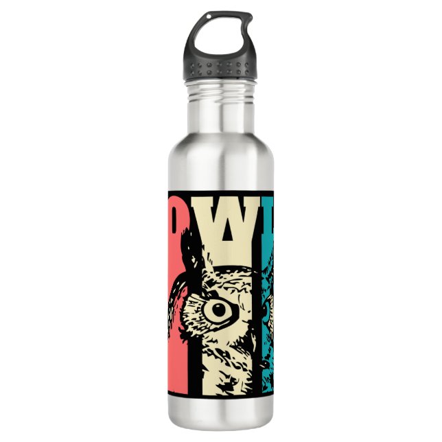 Retro Owl 710 Ml Water Bottle (Front)