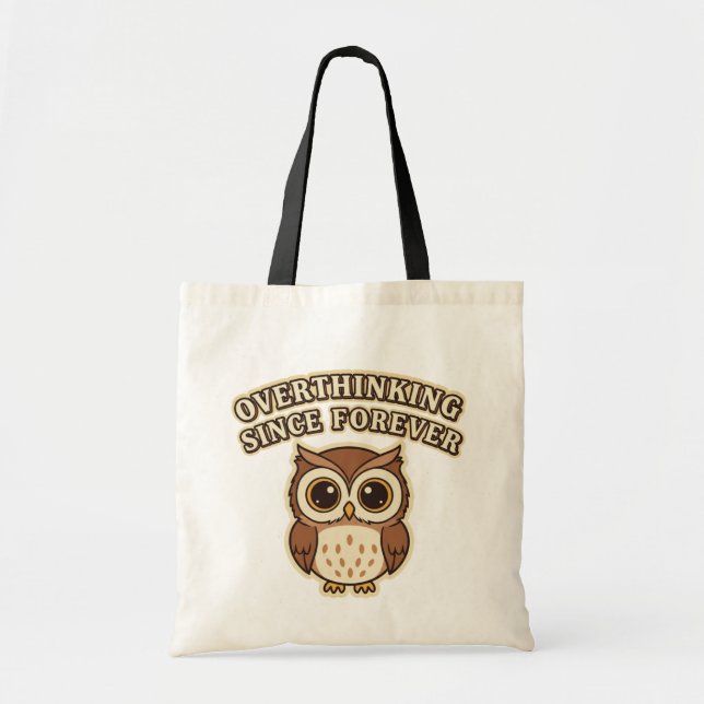 Retro Owl Deep Thoughts Canvas Tote Bag (Front)