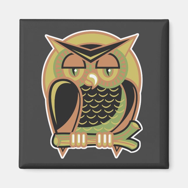 retro owl design magnet (Front)