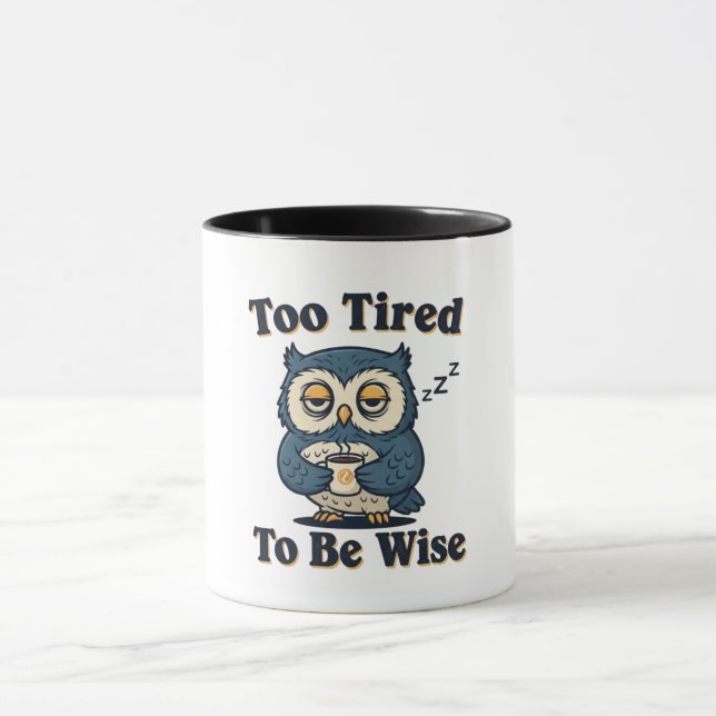 Retro Owl Exhausted Mood Color Inside Mug (Center)