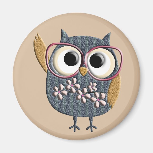 Retro Owl Magnet (Front)