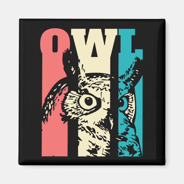 Retro Owl Magnet (Front)