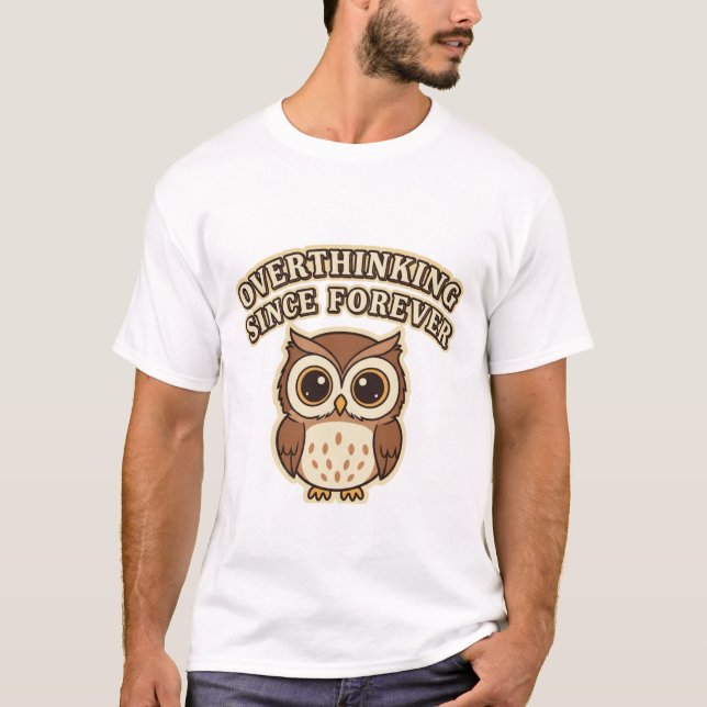 Retro Owl Overthinking Men’s Graphic T-Shirt (Front)