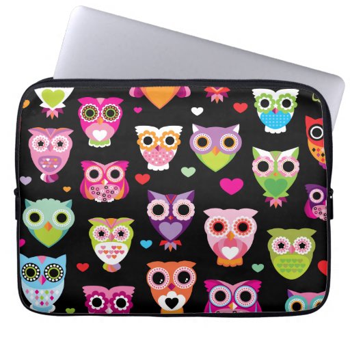 Image of Retro owl pattern laptop sleeve