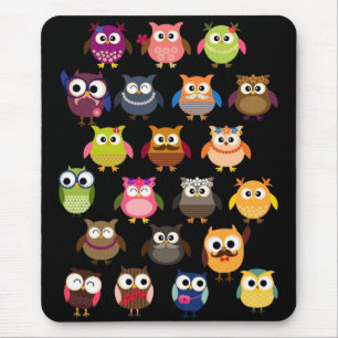 Retro Owl Pattern Mouse Mat