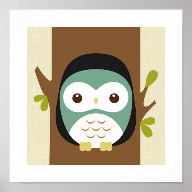 Retro Owl Poster Print (Front)