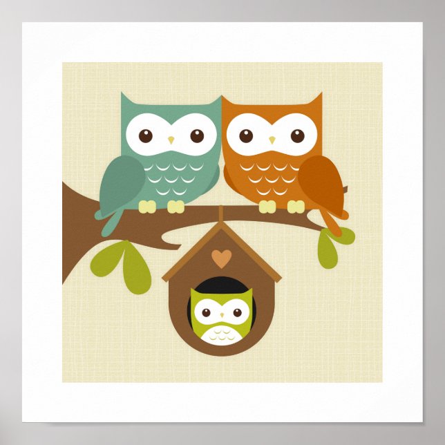 Retro Owl Poster Print (Front)