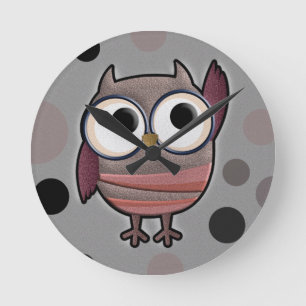 Retro Owl Round Clock