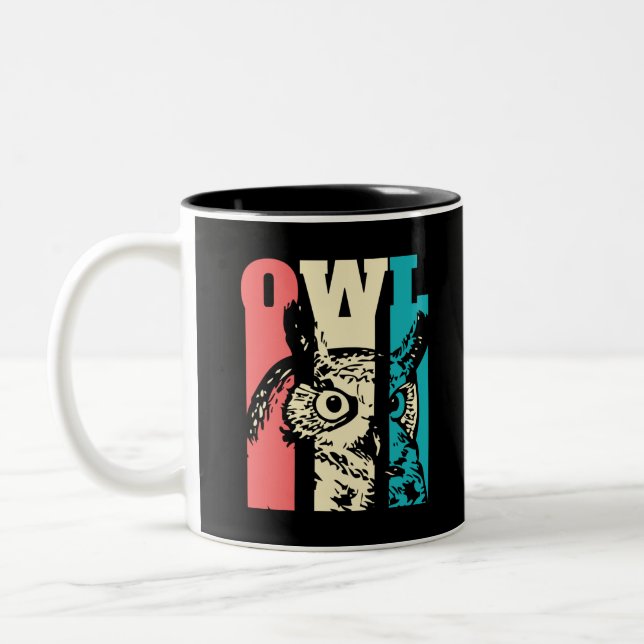 Retro Owl Two-Tone Coffee Mug (Left)